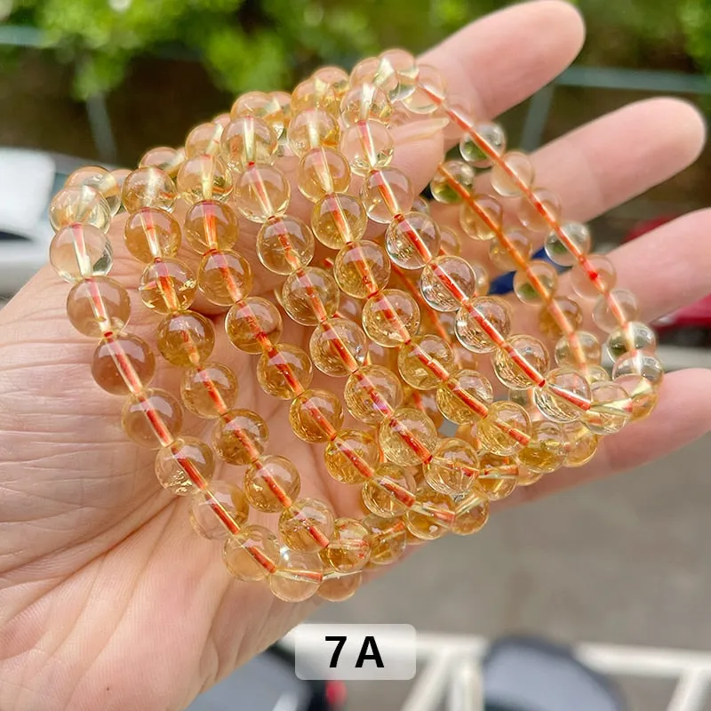 JD Natural Stone Citrines Yellow Crystal Beads Bracelet