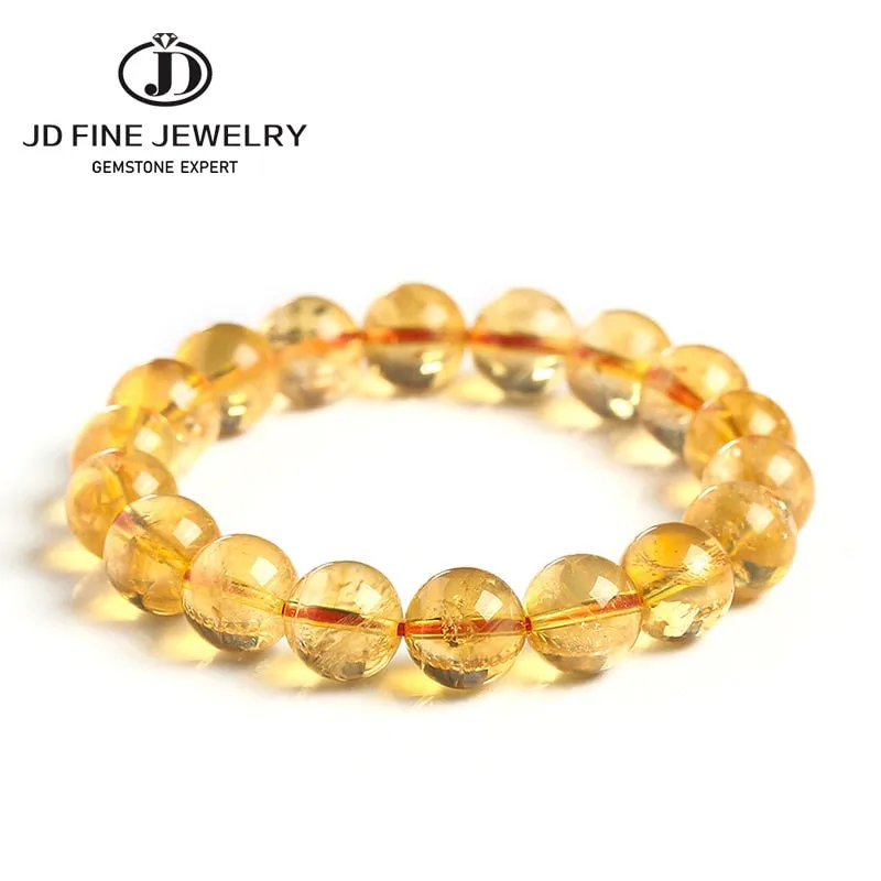 JD Natural Stone Citrines Yellow Crystal Beads Bracelet