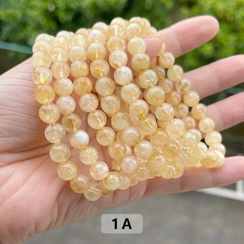 JD Natural Stone Citrines Yellow Crystal Beads Bracelet