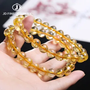 JD Natural Stone Citrines Yellow Crystal Beads Bracelet