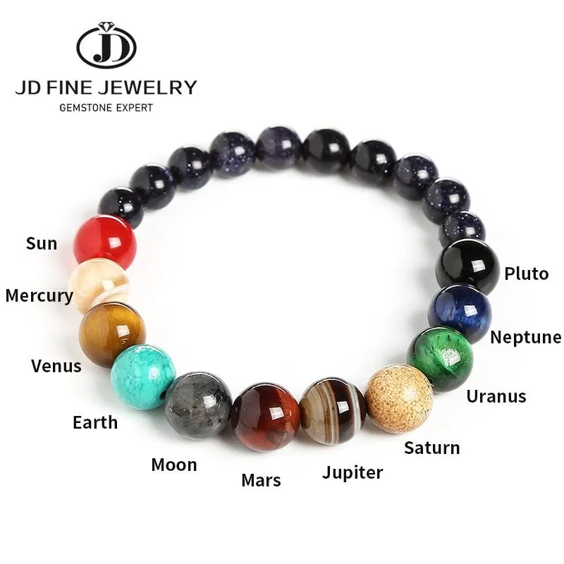 JD Natural Stone Eight Planets Bead Bracelet