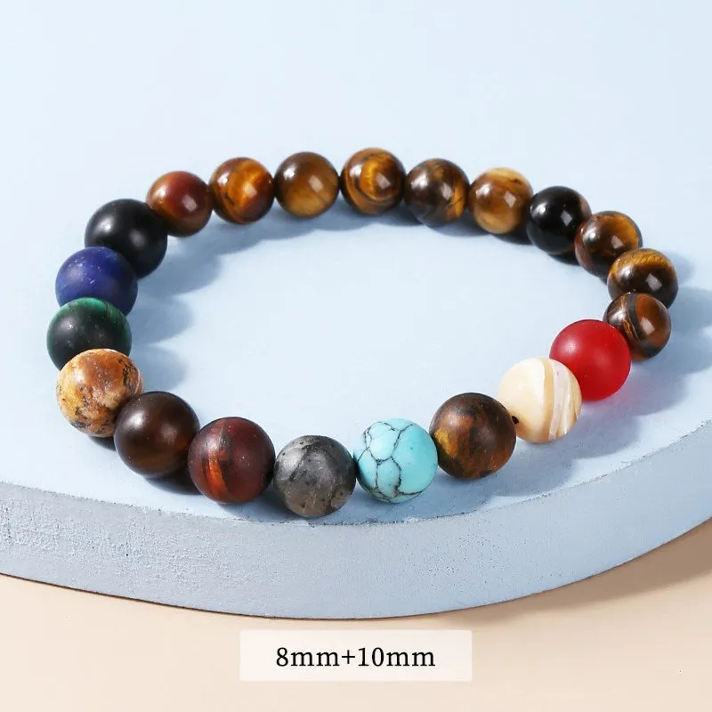 JD Natural Stone Eight Planets Bead Bracelet