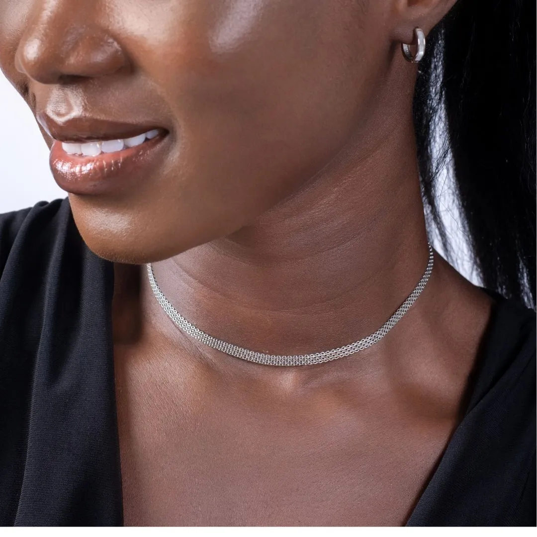 JWL Silver Mesh Choker - Sterling Silver