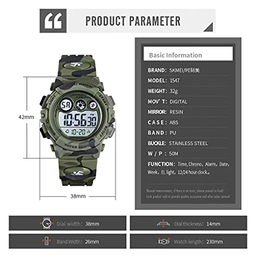 Kids Digital Sport Watches for Boys Girls Outdoor Waterproof