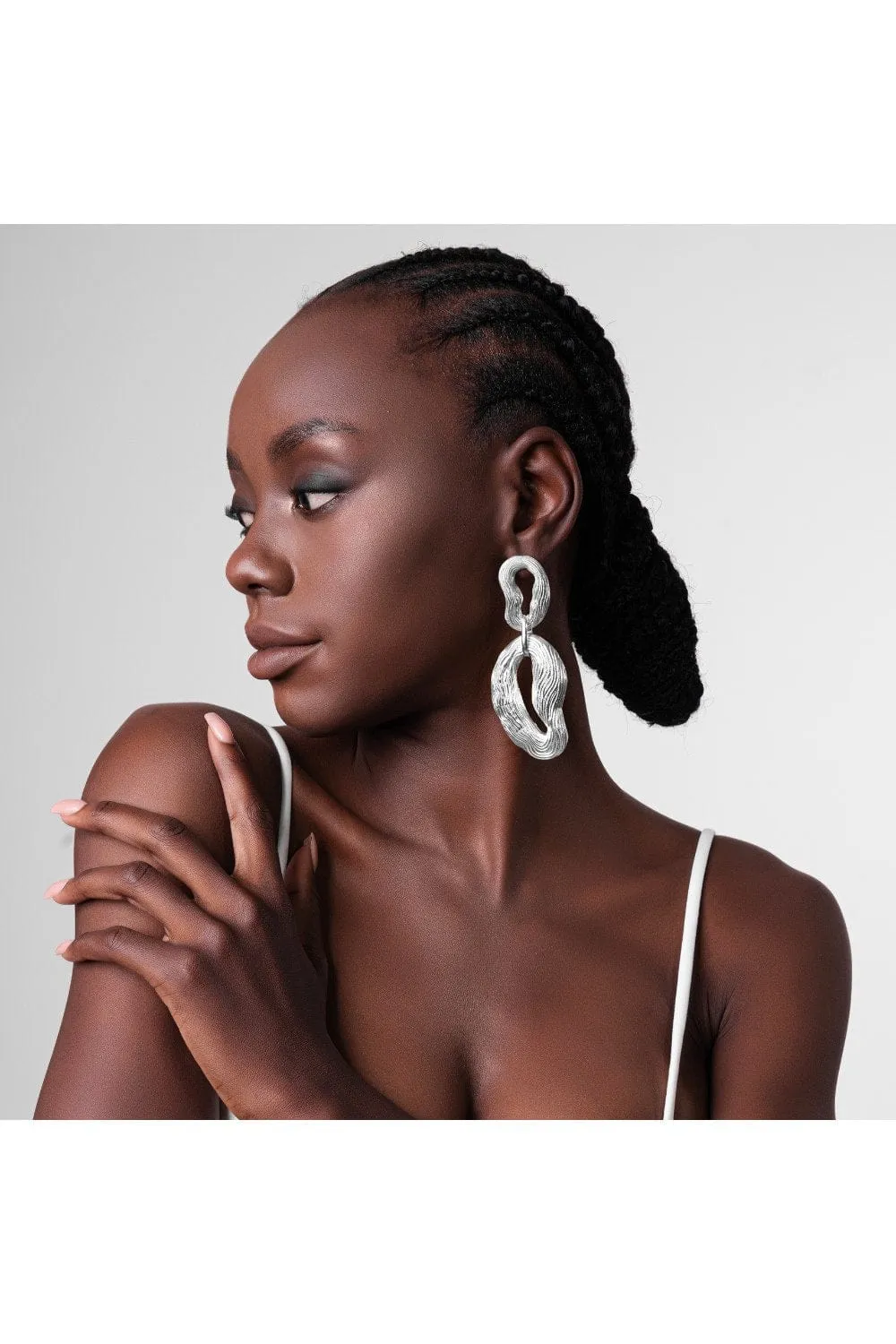 Knotty Pine Earrings - Silver Tone