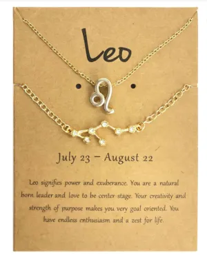 Leo necklace and bracelet set with card