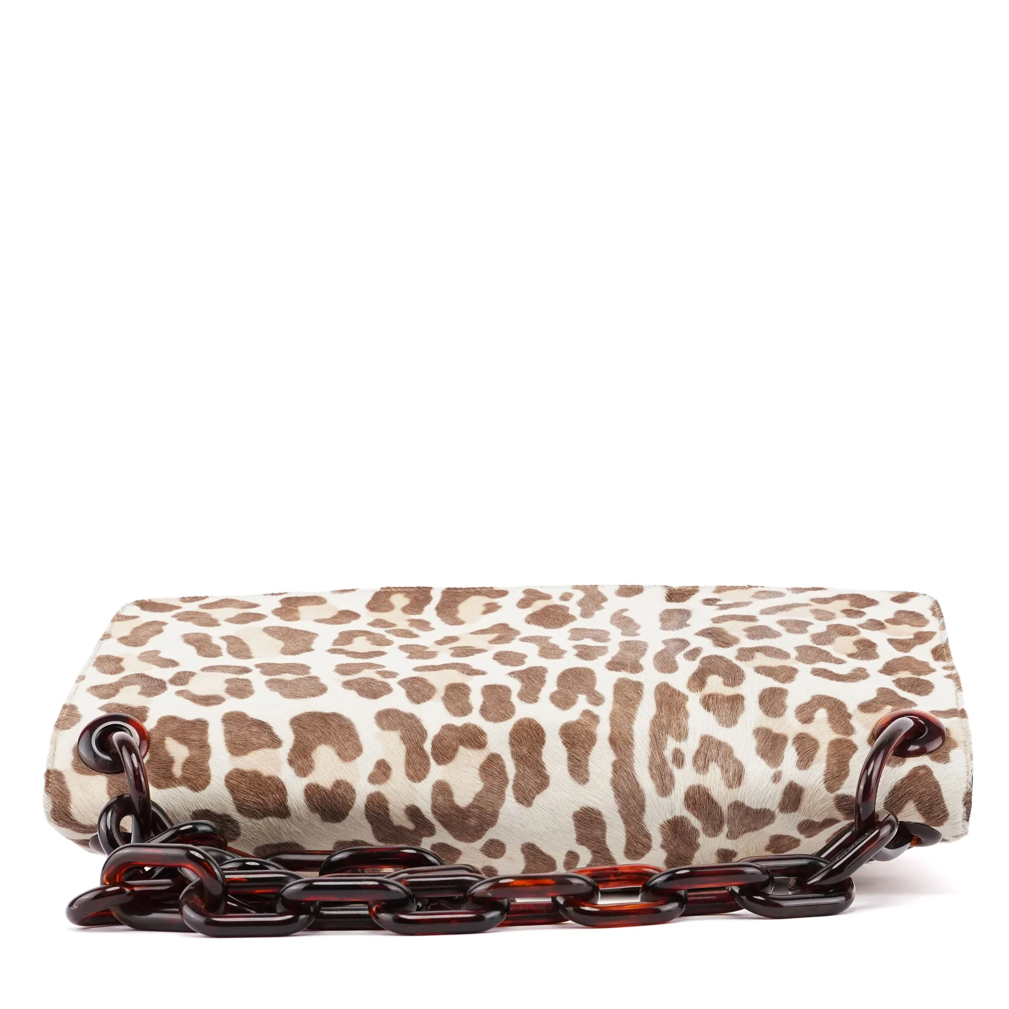 Leopard Fur Plastic Chain Shoulder Bag