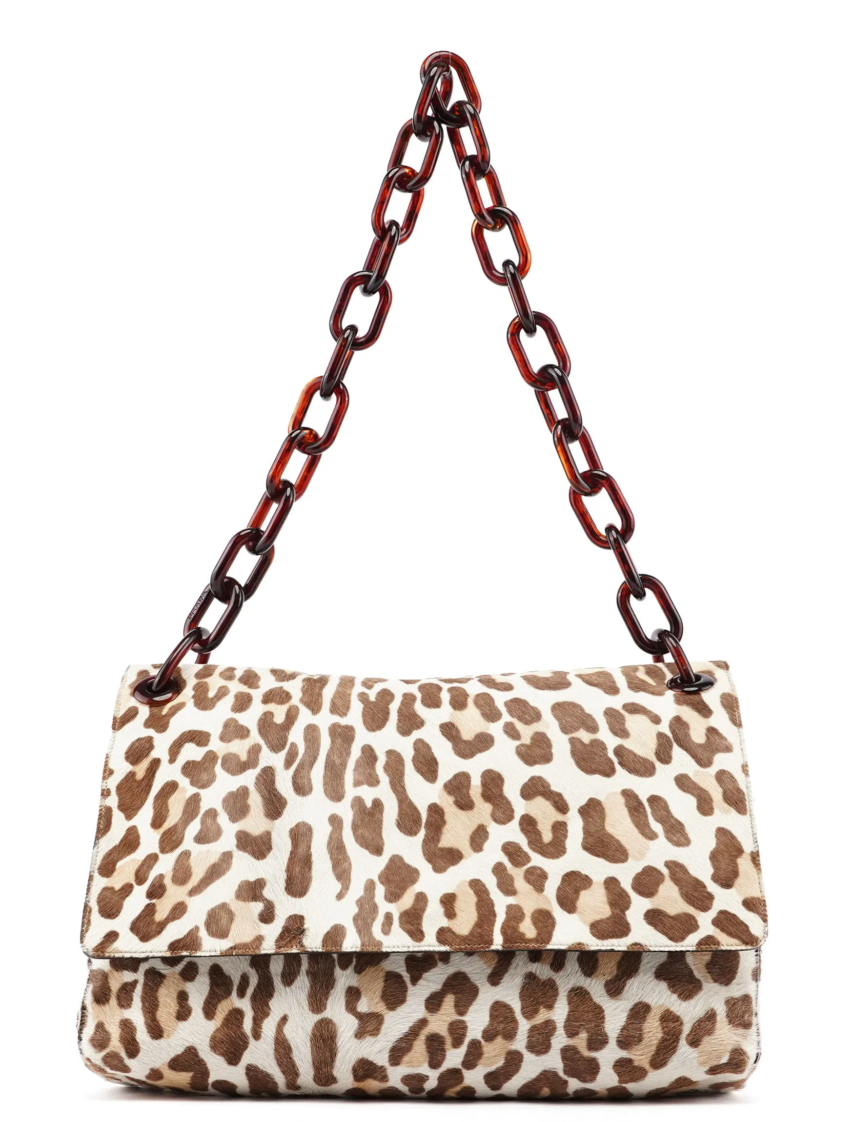 Leopard Fur Plastic Chain Shoulder Bag