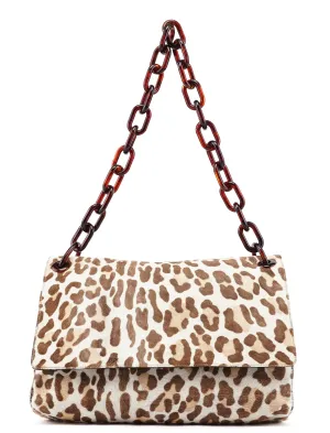Leopard Fur Plastic Chain Shoulder Bag