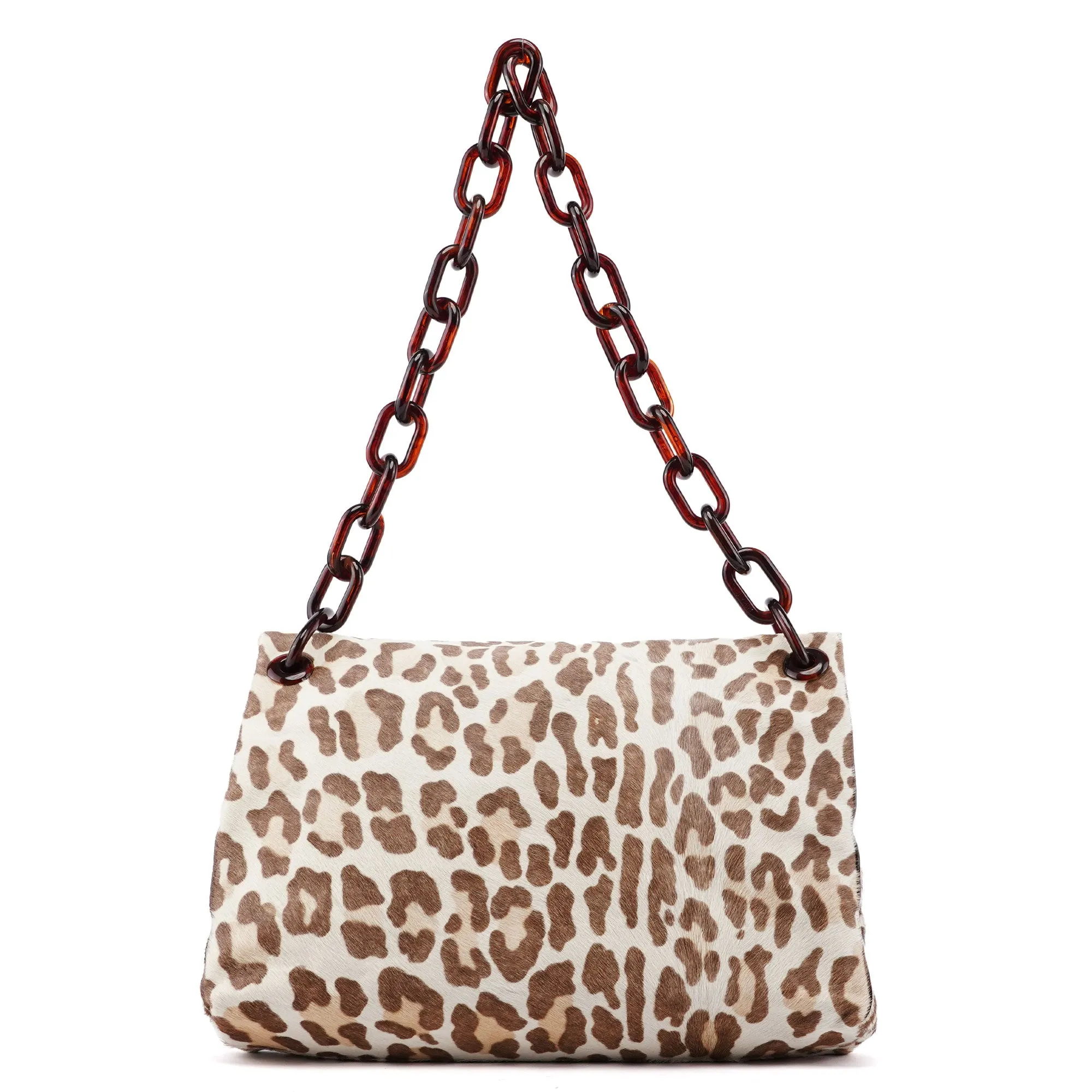 Leopard Fur Plastic Chain Shoulder Bag