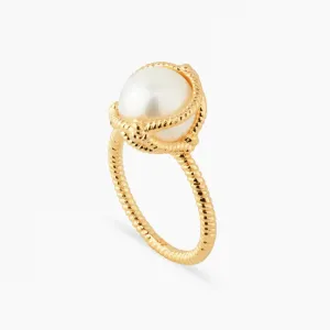 LES NEREIDES Cultured Pearl And Rope Solitaire Ring-Size 56