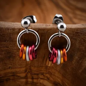 Lesbian Pride Tiny Hoop Chainmaille Earring