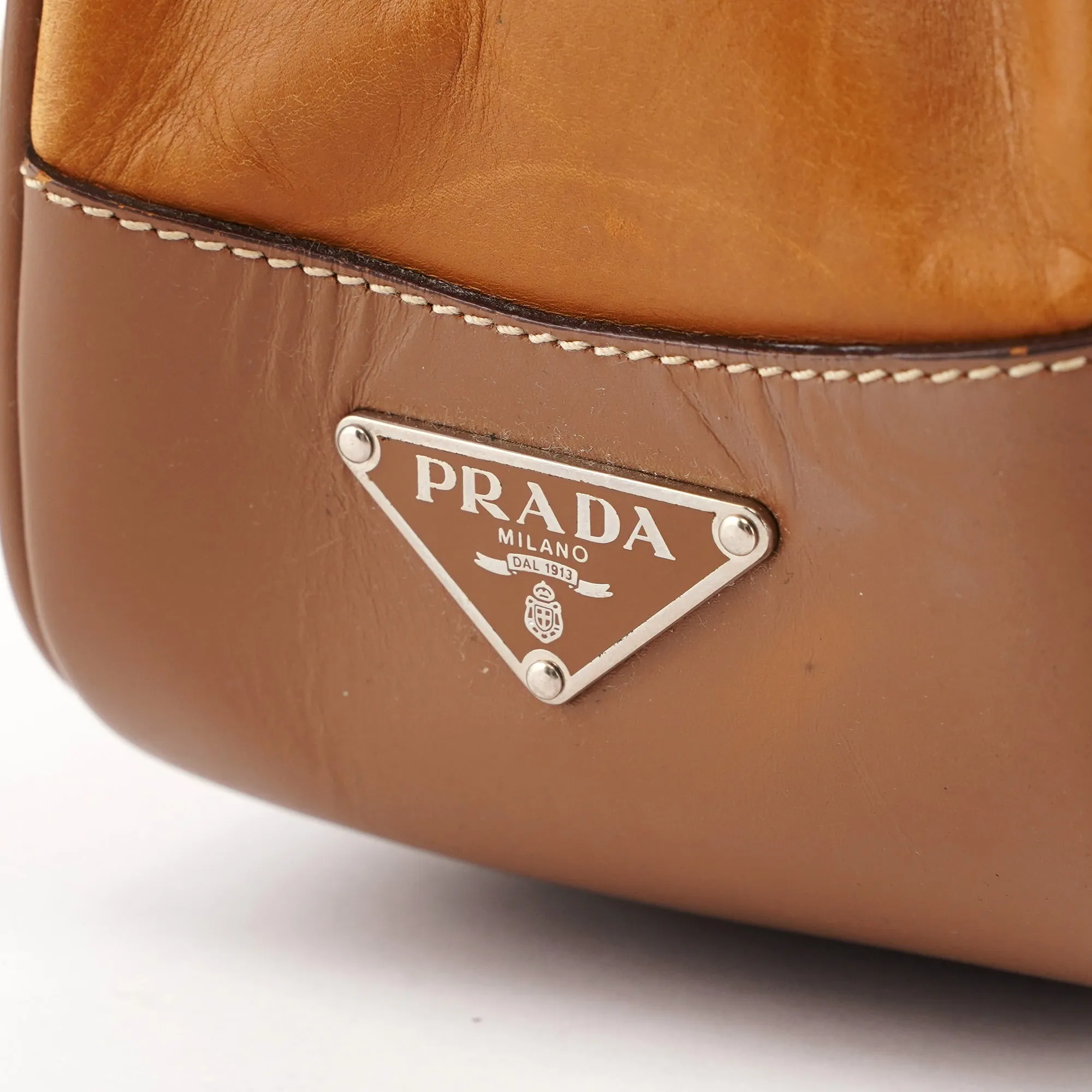 Light Brown Calfskin Belt Shoulder Bag