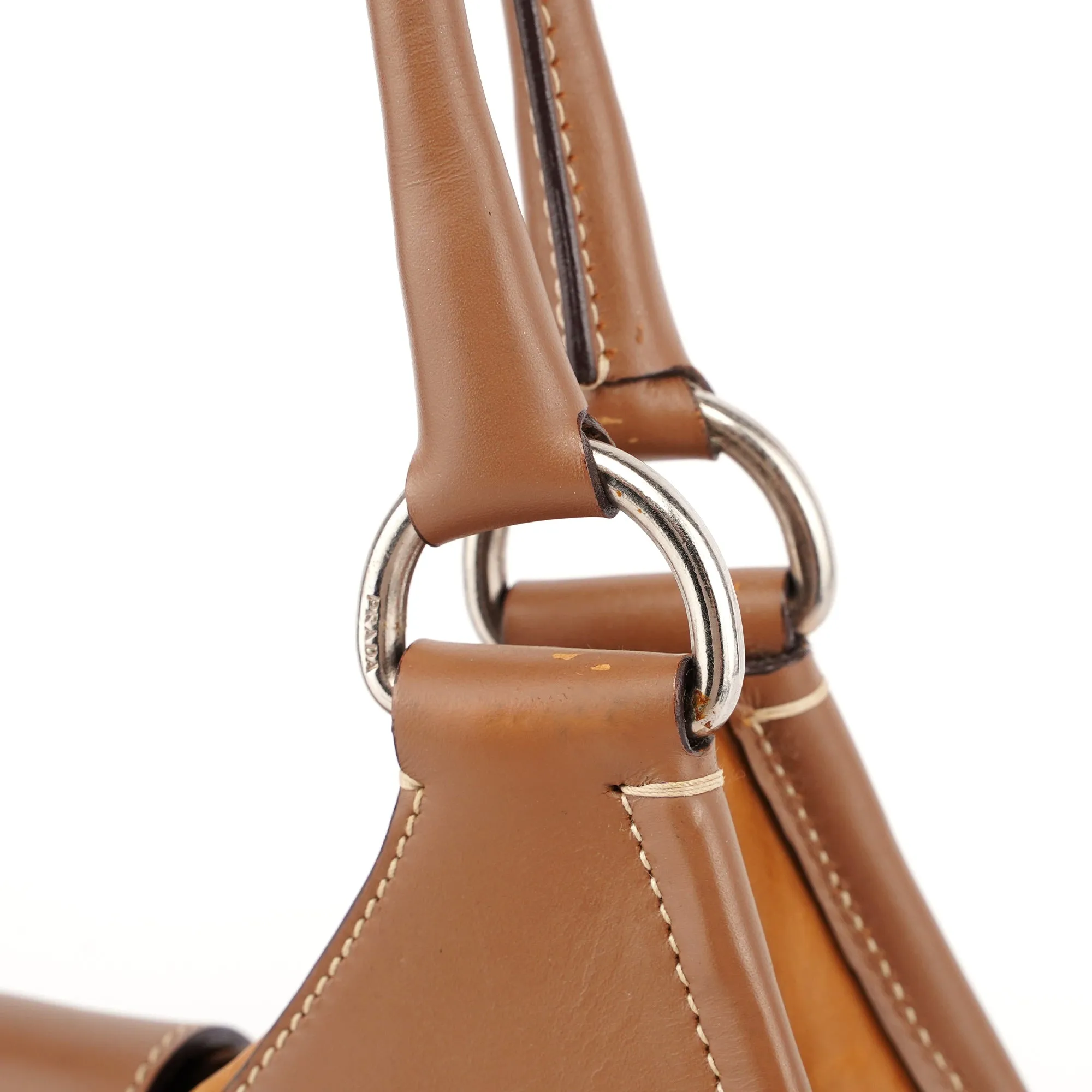 Light Brown Calfskin Belt Shoulder Bag