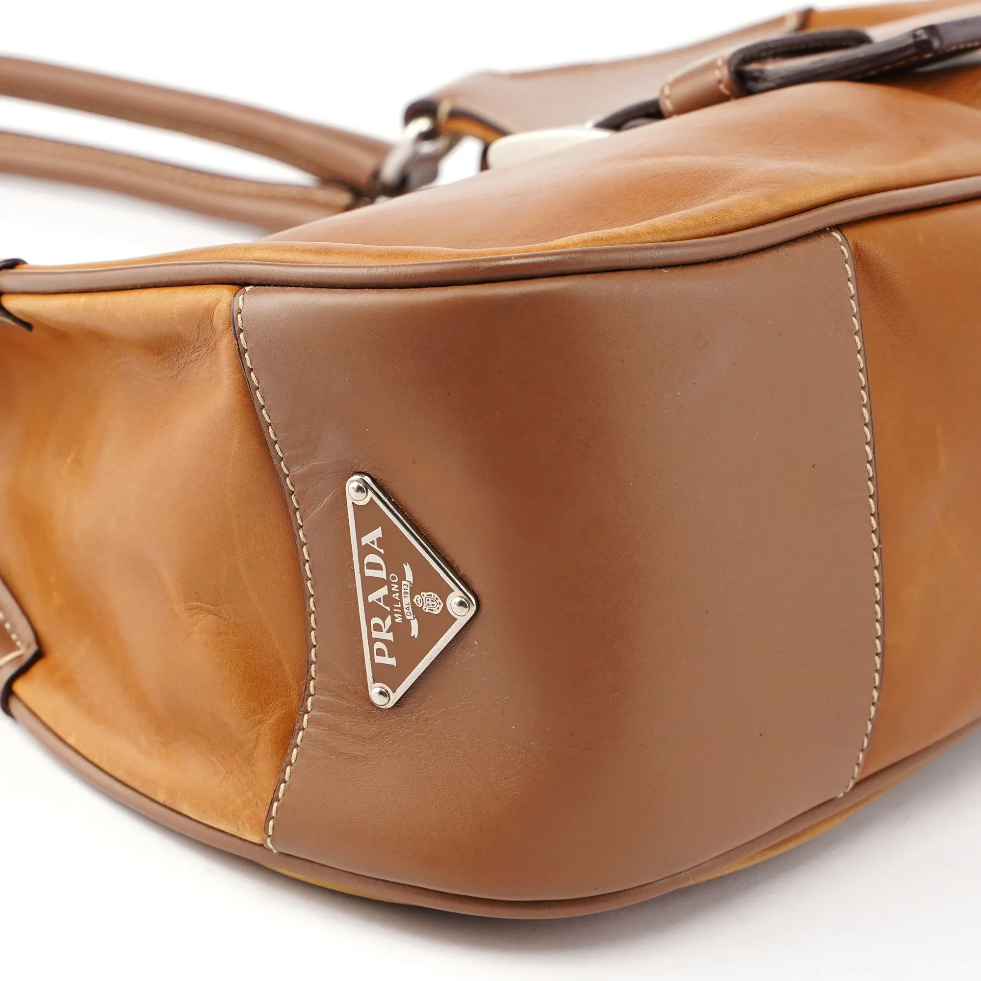 Light Brown Calfskin Belt Shoulder Bag