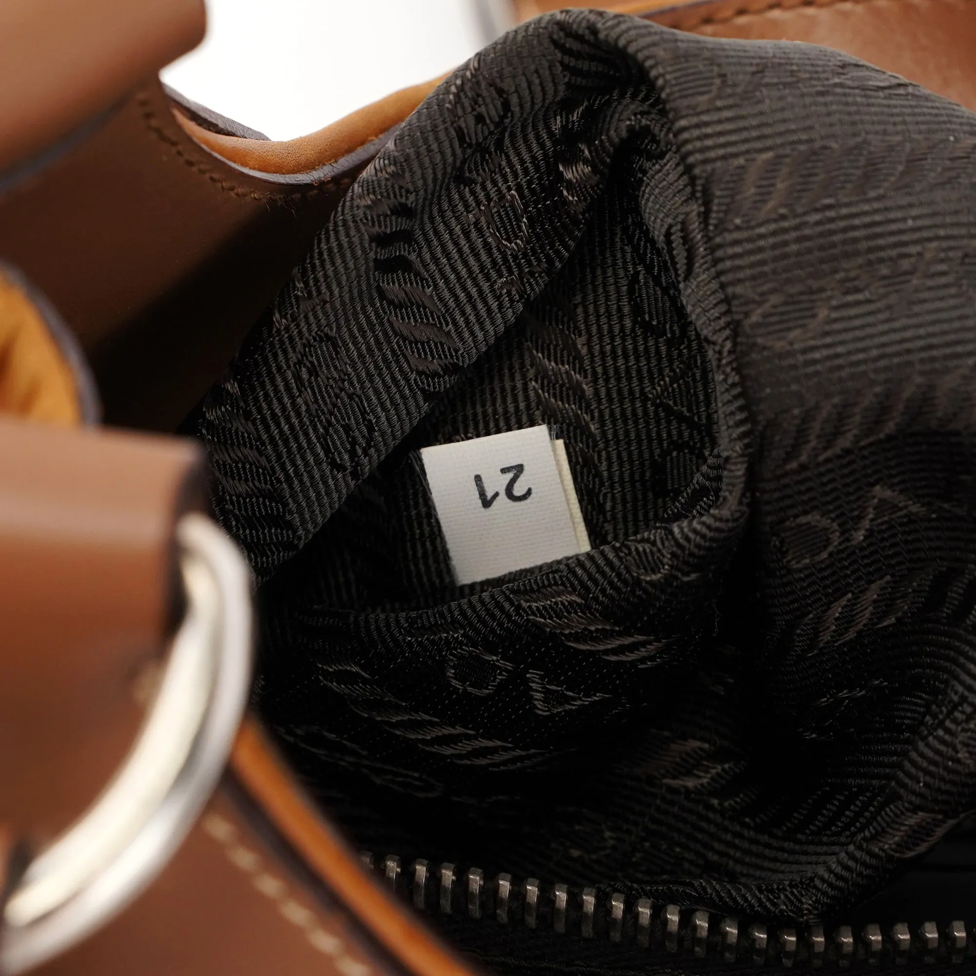 Light Brown Calfskin Belt Shoulder Bag