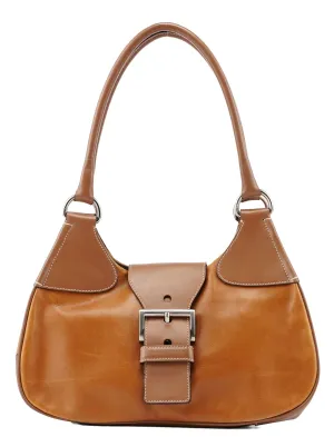 Light Brown Calfskin Belt Shoulder Bag