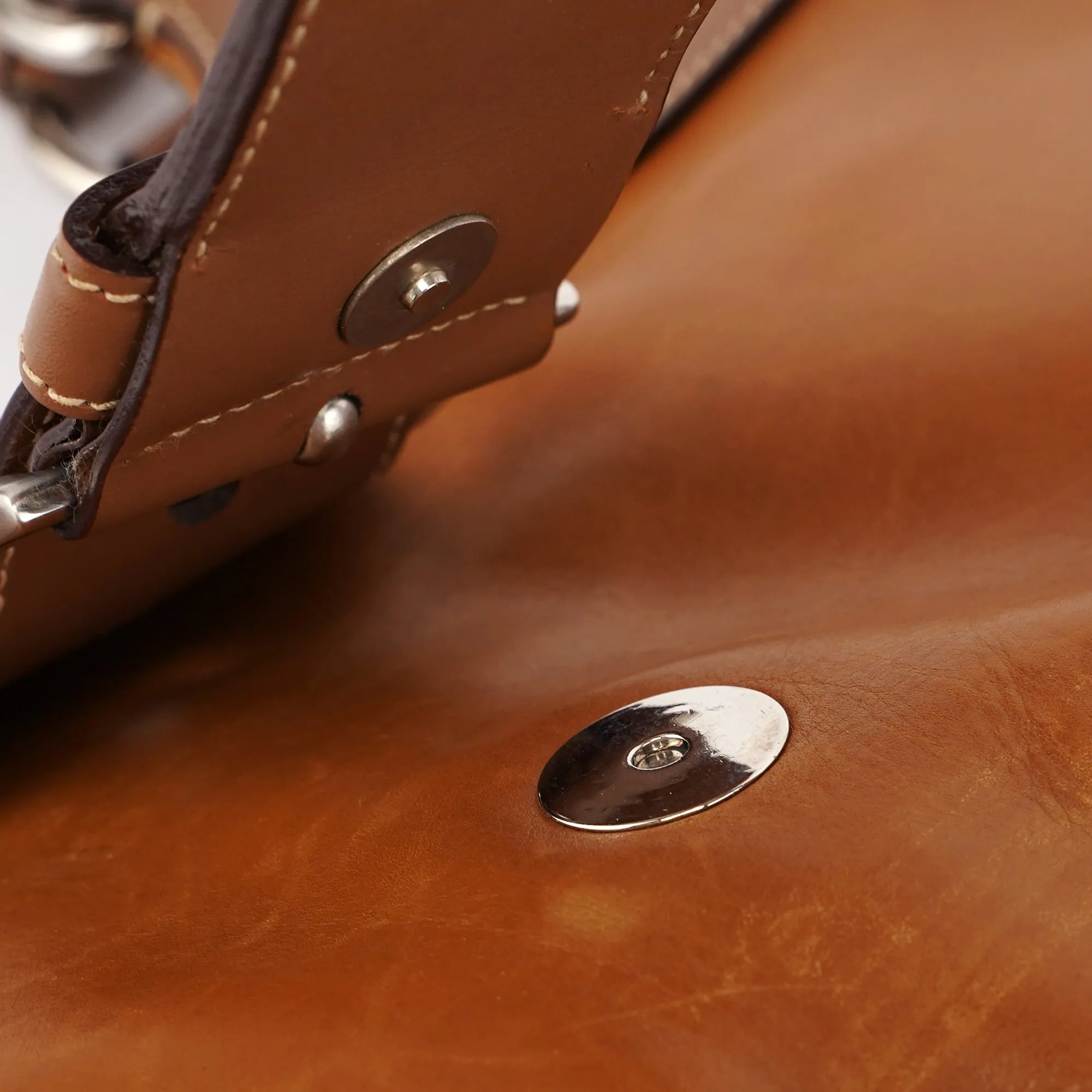 Light Brown Calfskin Belt Shoulder Bag