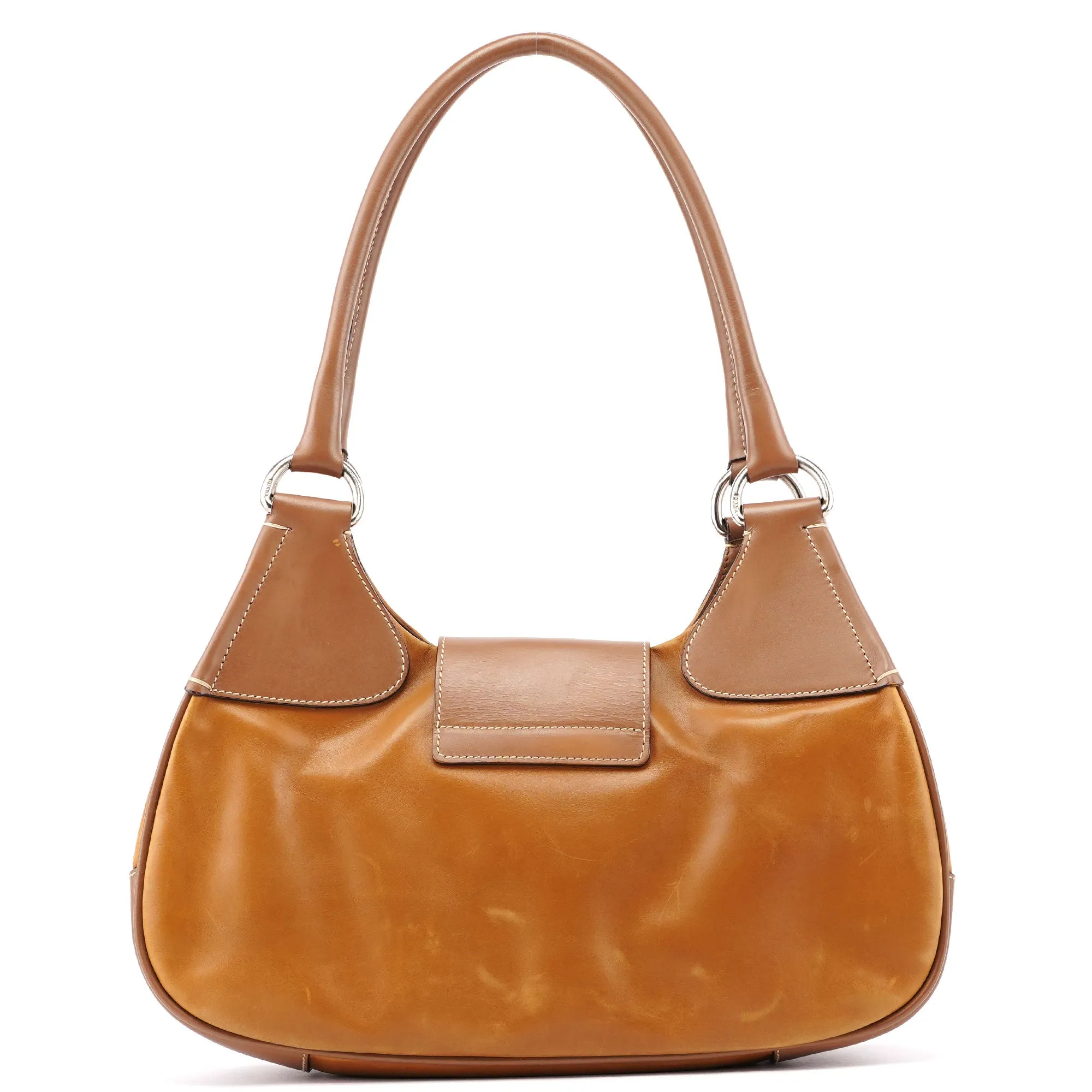 Light Brown Calfskin Belt Shoulder Bag