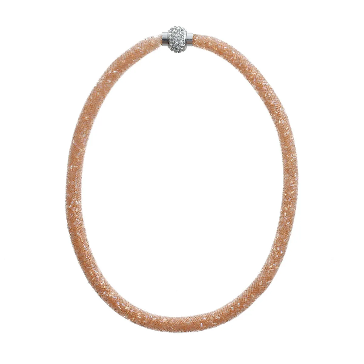 Light Brown Shiny Rhinestone Crystal Star Glitter Mesh Magnetic Necklace