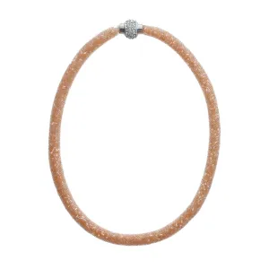 Light Brown Shiny Rhinestone Crystal Star Glitter Mesh Magnetic Necklace