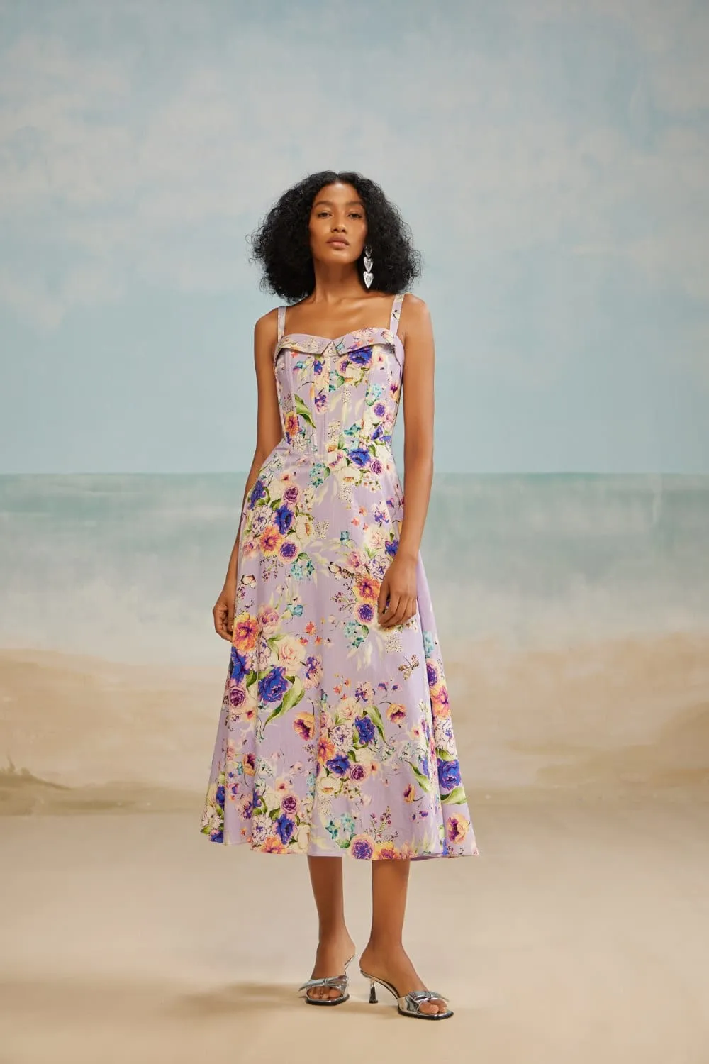 LILAC  CORSET MIDI DRESS