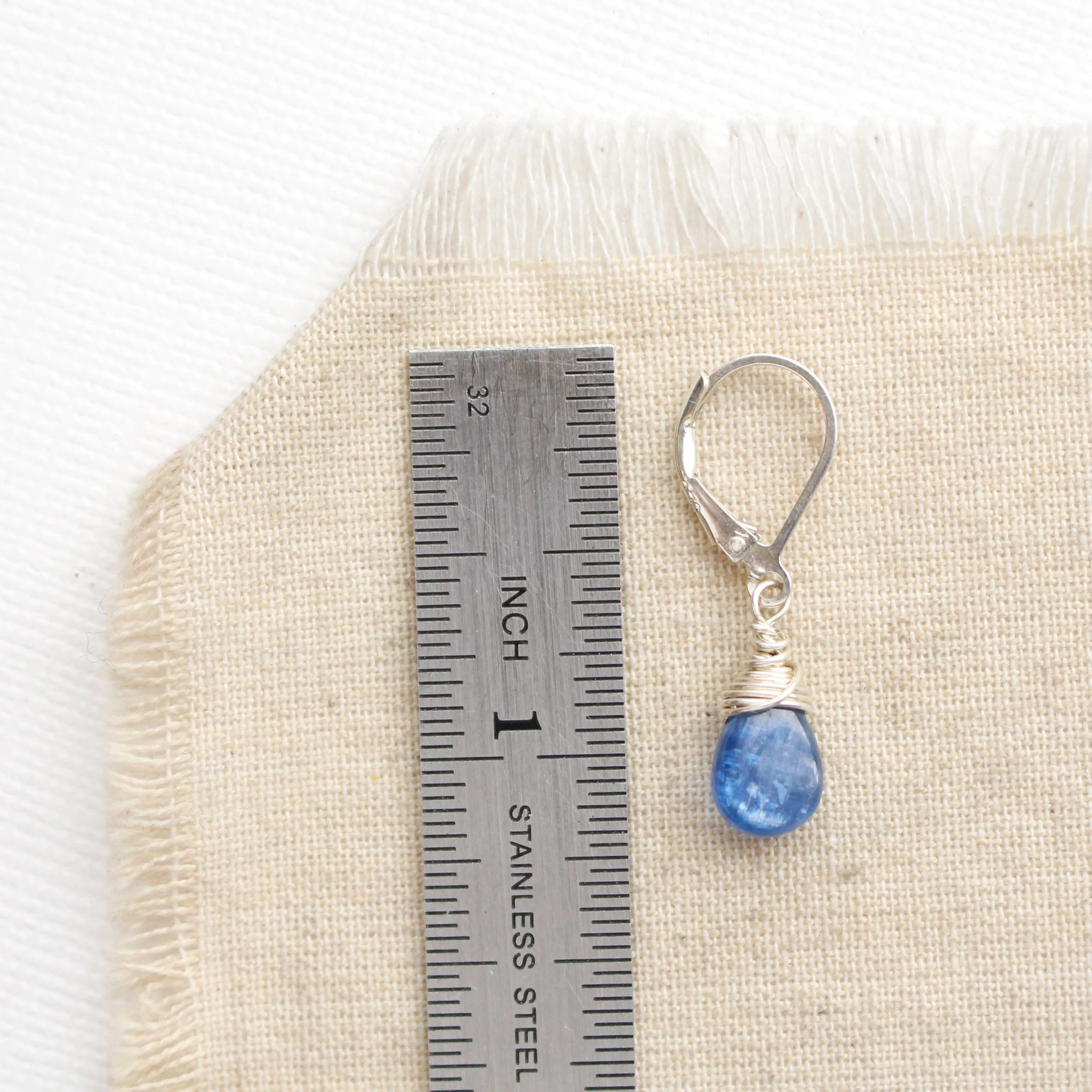 Little Kyanite Teardrop Silver Earrings