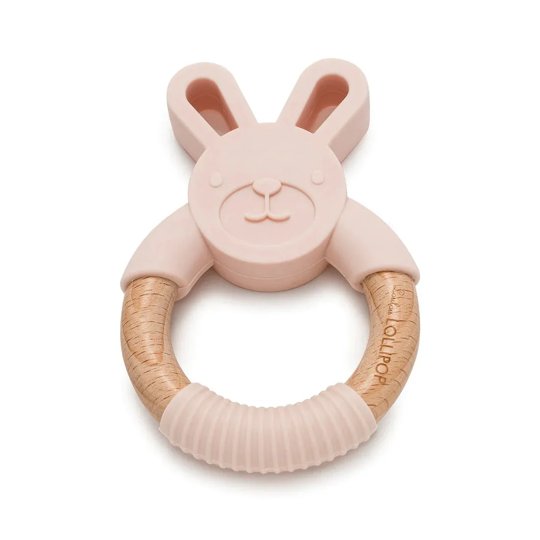 LouLou Lollipop Silicone and Wood Teething Rings - Bunny