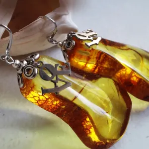 LOVE Amber / Designer Jewelry Raw Amber Stone Pendant Hypoallergenic Leather Necklace with Natural Amber Gift for Momen
