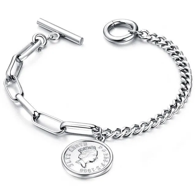 Love Heart Charm Bracelets For Women Gold Silver Color Stainless Steel