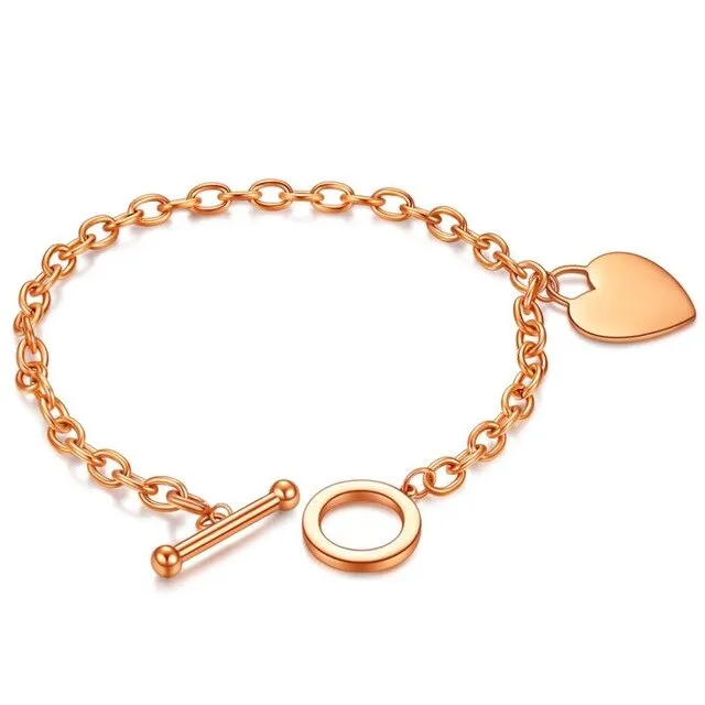 Love Heart Charm Bracelets For Women Gold Silver Color Stainless Steel
