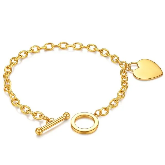Love Heart Charm Bracelets For Women Gold Silver Color Stainless Steel