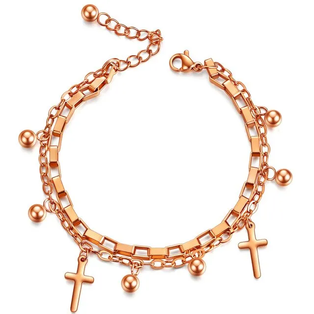 Love Heart Charm Bracelets For Women Gold Silver Color Stainless Steel