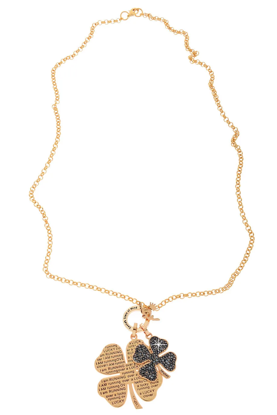 LUCKY CLOVER Black Crystal Pendant