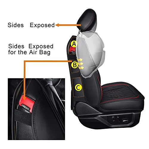 LUCKYMAN CLUB 5 Car Seat Covers Full Set with Waterproof Faux Leather Universal fit for RAV4 Accord Altima Tacoma Rogue CX5 CRV (Black&Red Full Set)