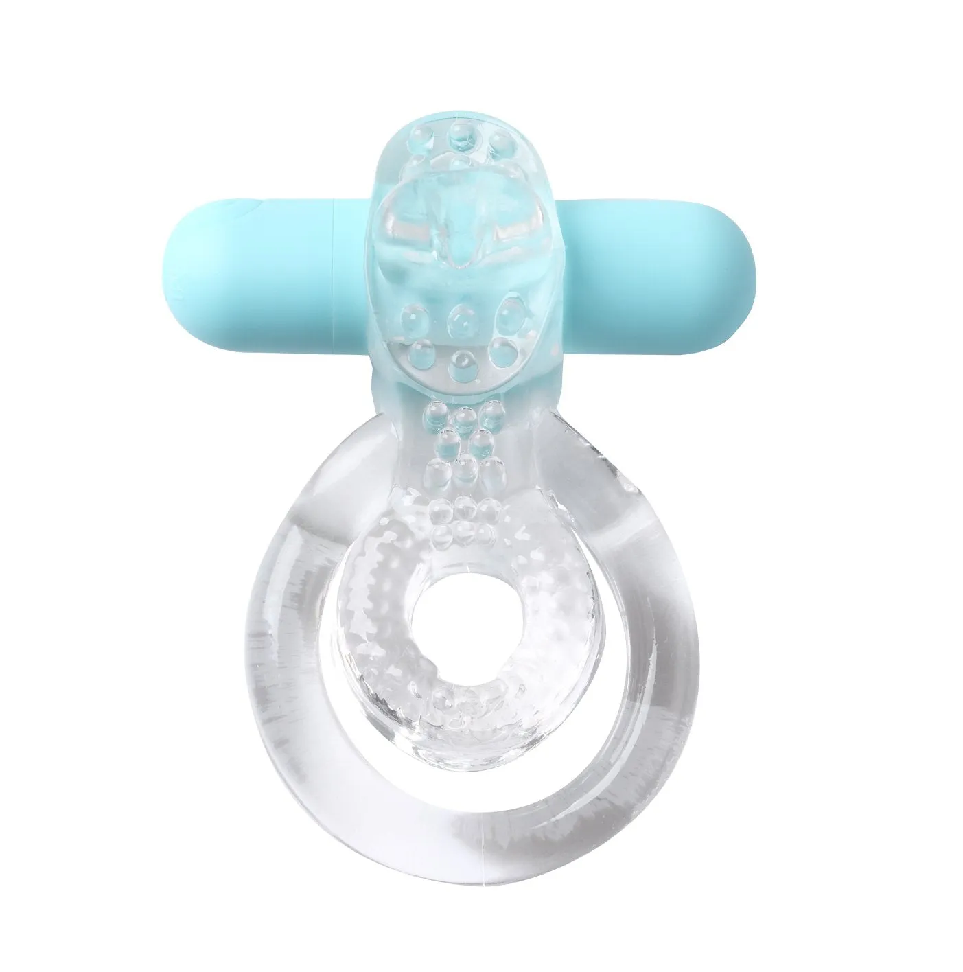 Maia Jayden - Clear/Blue Vibrating Cock & Ball Rings
