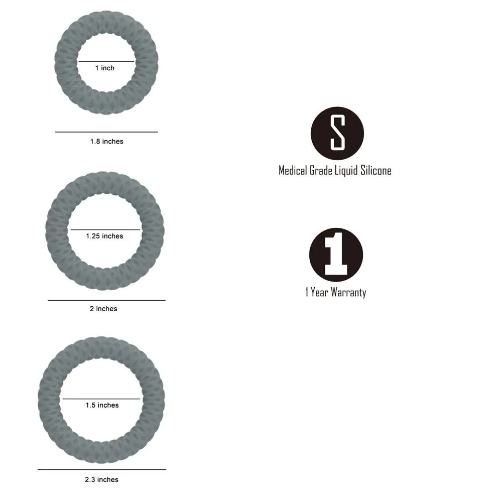 Maia Onyx Grey Cock Ring Set - 3 Sizes