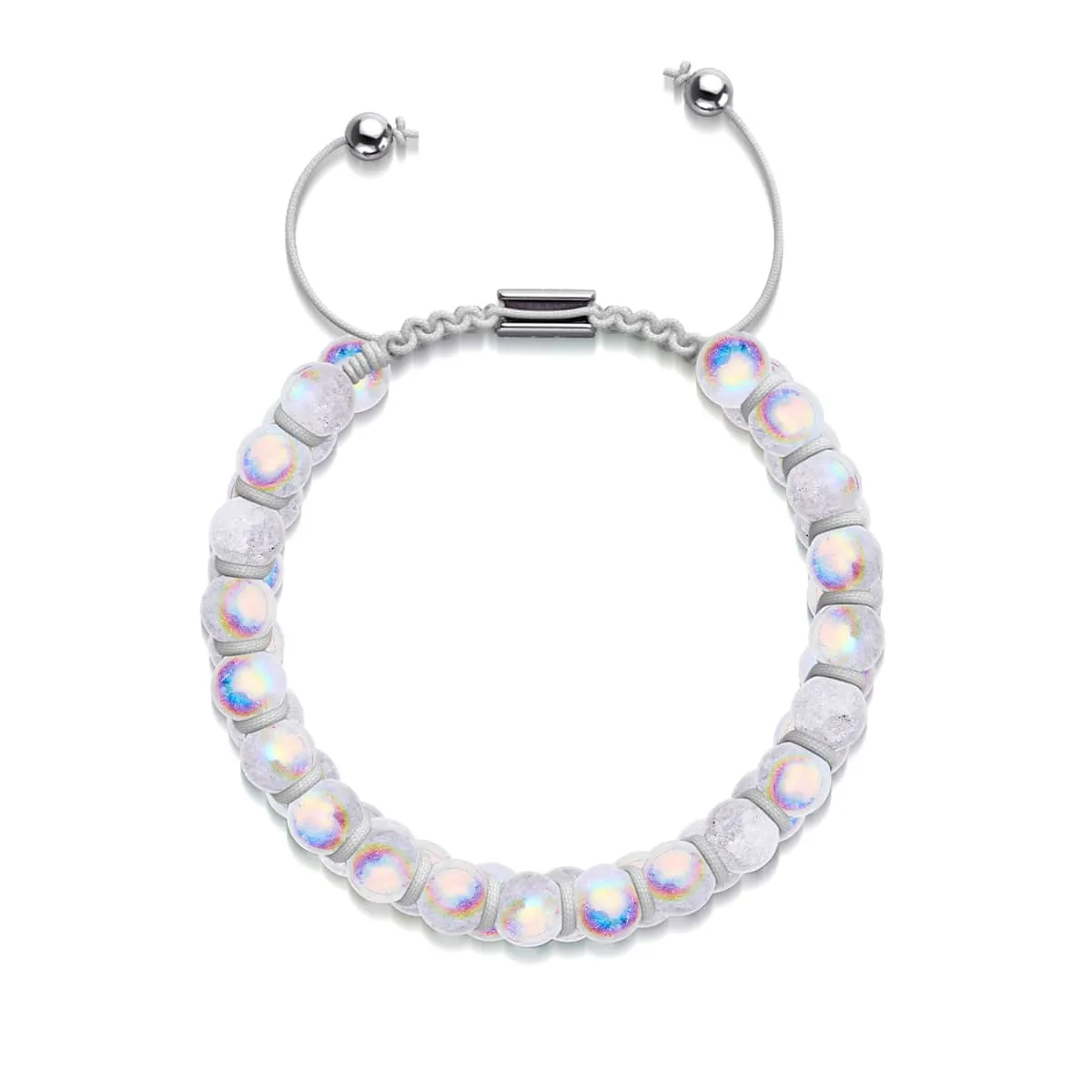 Marshmallow Chrome x White | Glitter Glass Double Bracelet