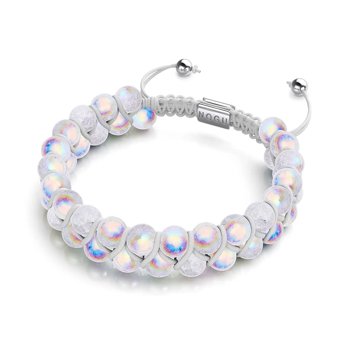 Marshmallow Chrome x White | Glitter Glass Double Bracelet