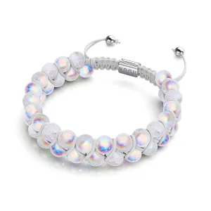 Marshmallow Chrome x White | Glitter Glass Double Bracelet