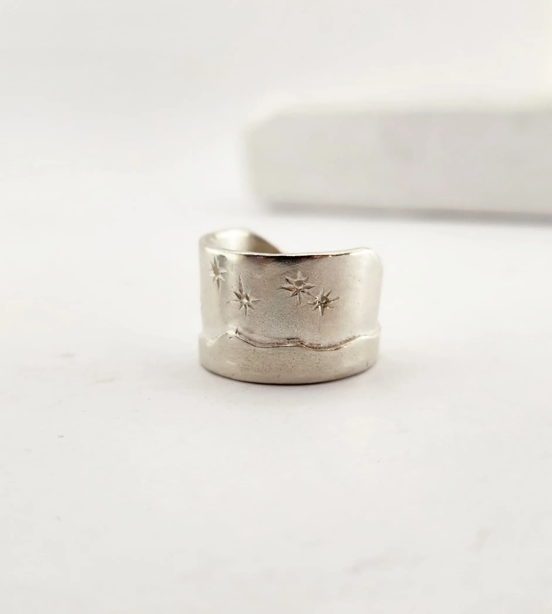Matariki Maunga Ring in Bright Silver