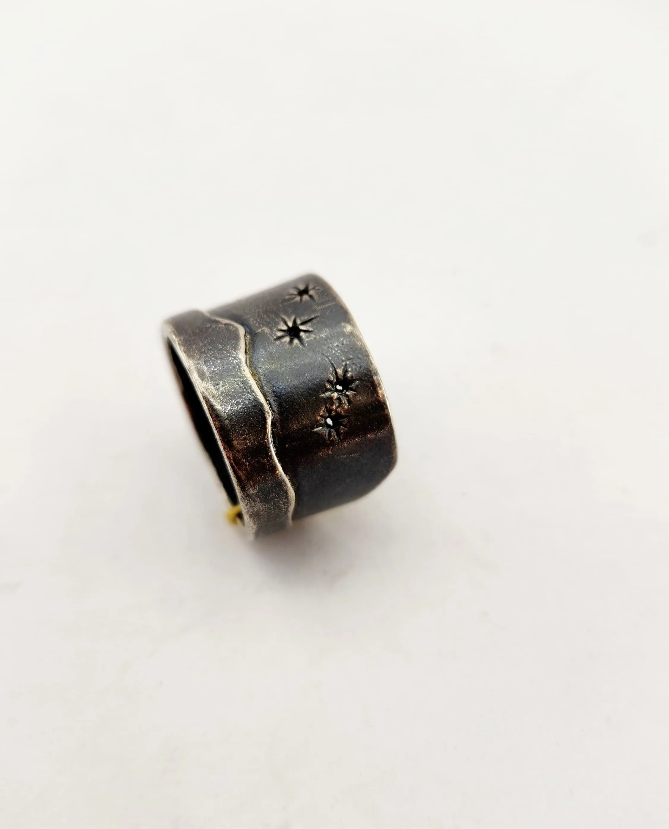 Matariki Maunga Ring in Oxidised Silver