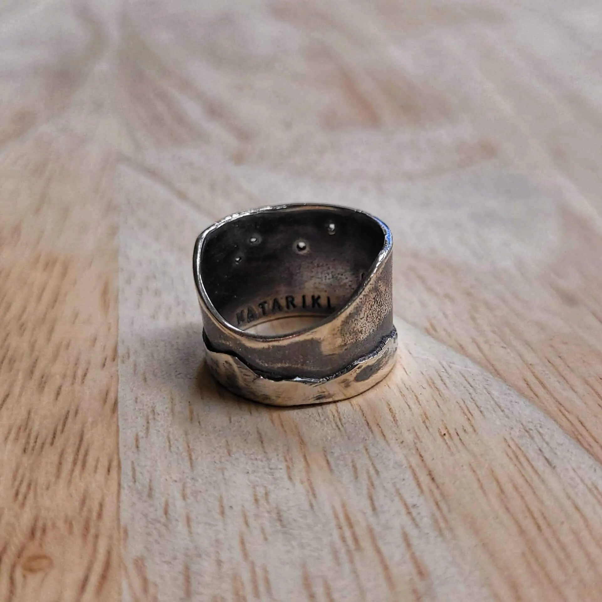 Matariki Maunga Ring in Oxidised Silver