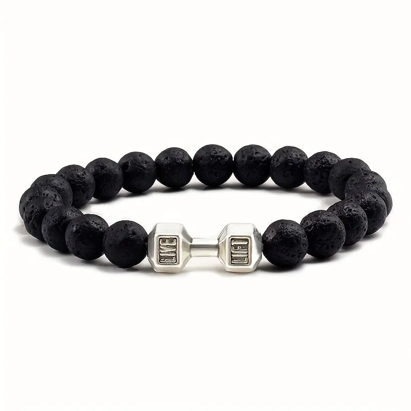Matte Beaded Alloy Dumbbell Bracelet