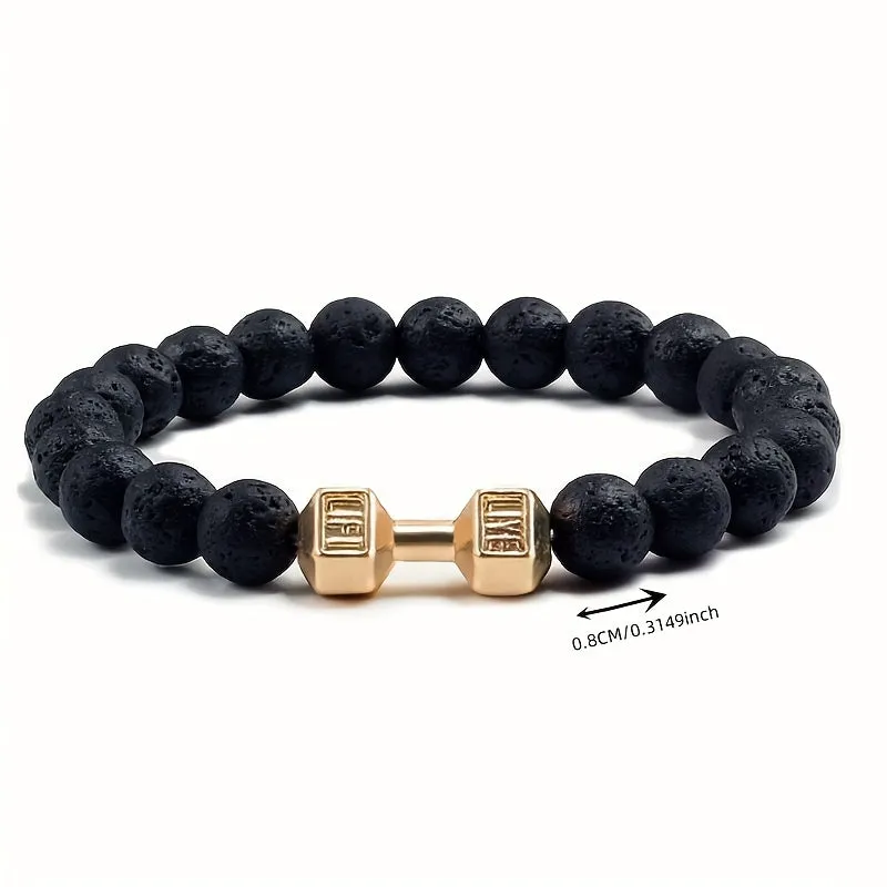 Matte Beaded Alloy Dumbbell Bracelet