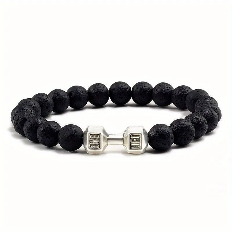 Matte Beaded Alloy Dumbbell Bracelet