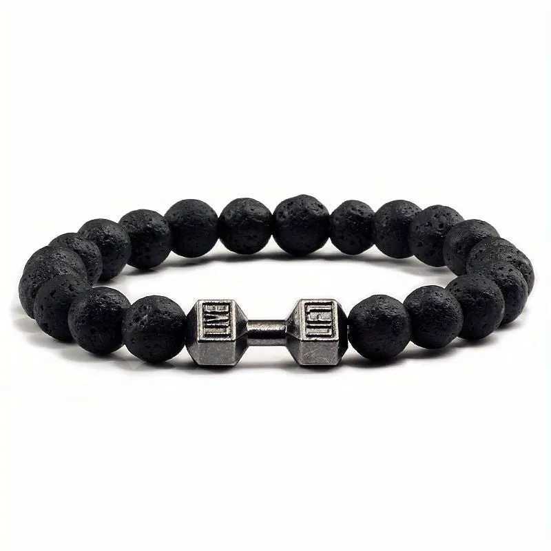 Matte Beaded Alloy Dumbbell Bracelet