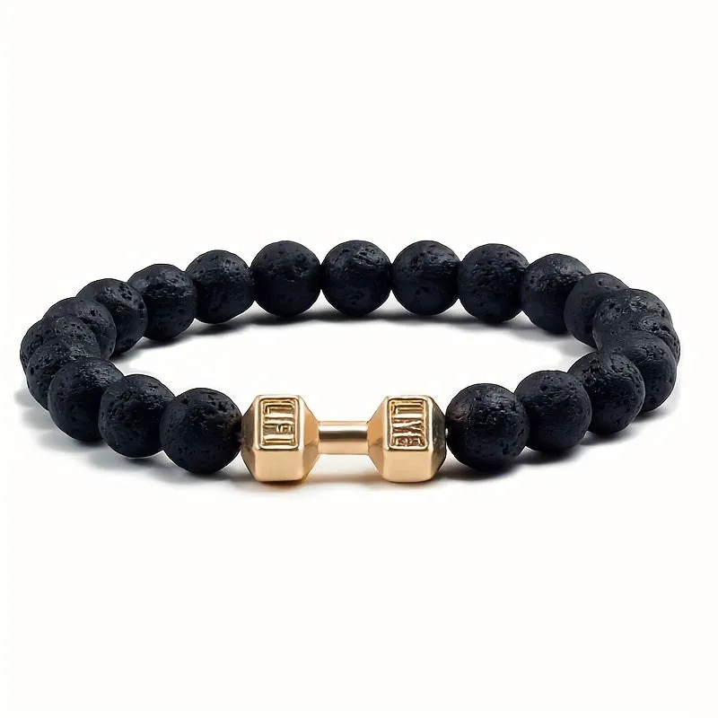 Matte Beaded Alloy Dumbbell Bracelet
