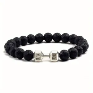 Matte Beaded Alloy Dumbbell Bracelet