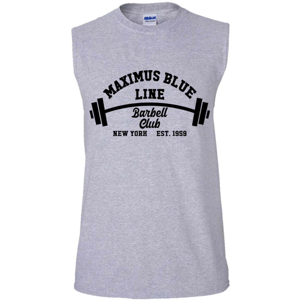 Maximus Blue Line Barbell Club Sleeveless T-Shirt